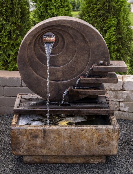 Sundance garden fountain with light multiple copper accents Modern